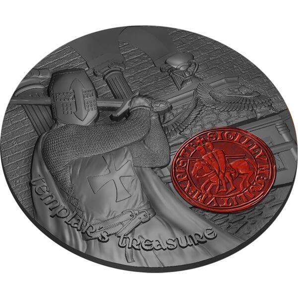 2020 Cameroon 2000 Fr Templar's Treasure 2 oz Silver Coin w/ Wax Seal 500 Made 
