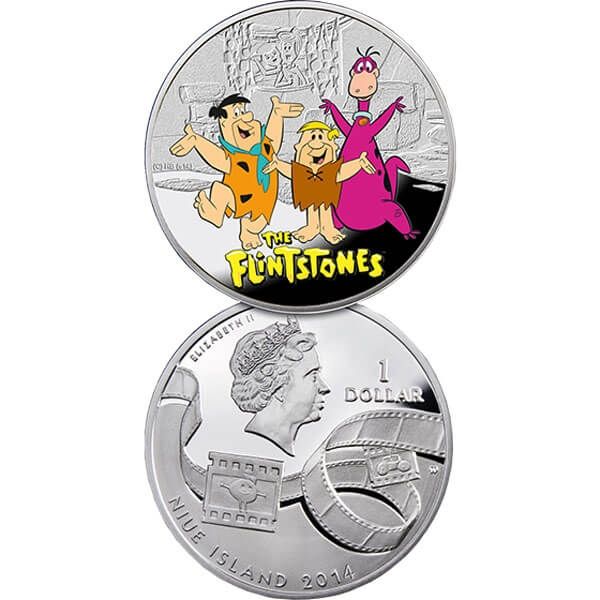 2014 NIUE FLINTSTONES CARTOON CHARACTERS Colorized 1/2oz .925 Proof Silver Coin
