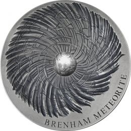 Brenham Meteorite Meteorite Art 5 oz Antique finish Silver Coin 5000 Francs CFA Republic of Chad 2016
